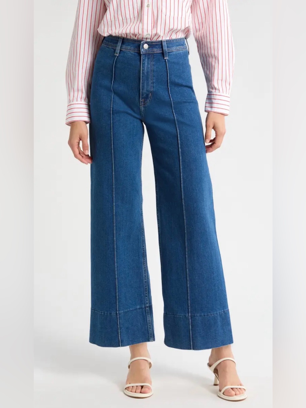 Pistola Penny Pintuck Wide Leg Denim Jeans Pants Ankle Jeans Seam Size 26 Nwot